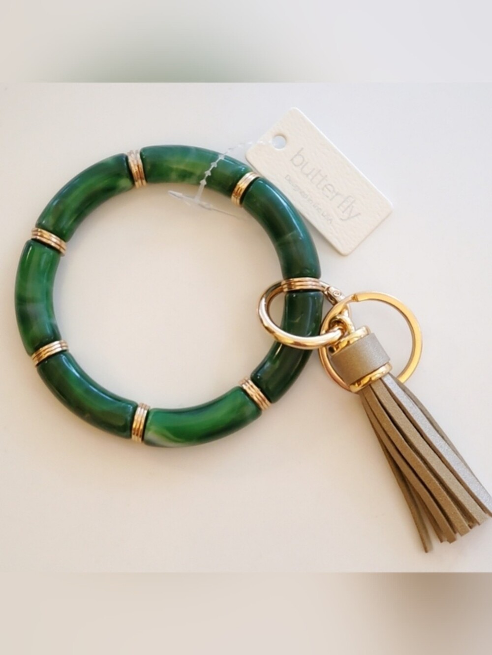 Keychain Bangle Bracelet with Tassel